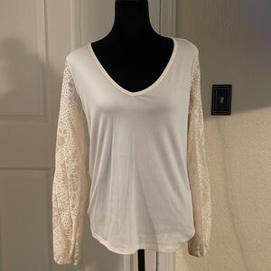 Cream colored lace sleeve long sleeve